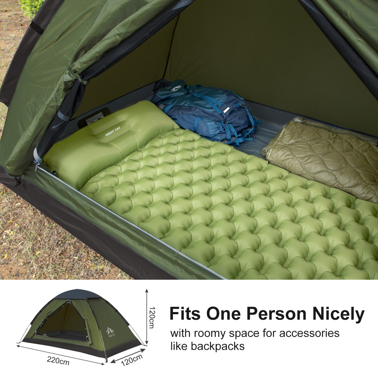 Night Cat Backpacking Lightweight Tent for One 1-2 Person
