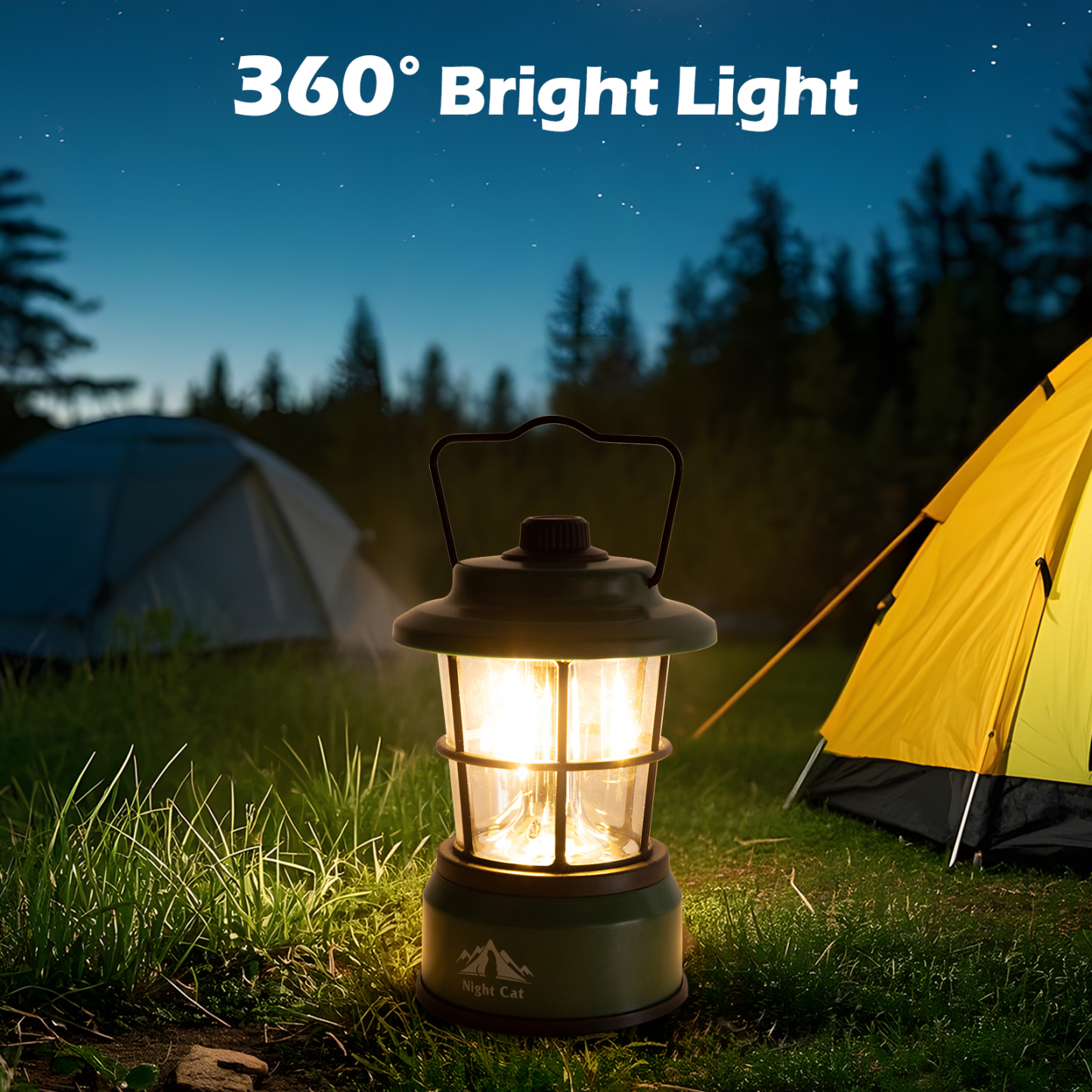 Night Cat LED Camping Lantern: Portable Outdoor Light for Camping Hiking Fishing Picnic Emergency 4xAA Battery Powered (Not Included)