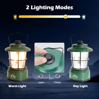 Night Cat LED Camping Lantern: Portable Outdoor Light for Camping Hiking Fishing Picnic Emergency 4xAA Battery Powered (Not Included)