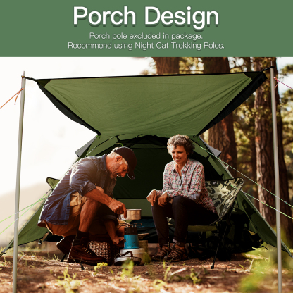 Night Cat Camping Tent 2 3 Persons with Porch Family Backpacking Tent Double Layers Waterproof Easy Clip Setup 7x6x4.3ft Porch Pole Not Inlcuded