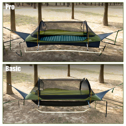 Night Cat Flat Lay Hammock Tent with Mosquito Net Waterproof Rainfly for 1 Person Backpacking Hiking Camping Lightweight 330LBS 87x28x19in without sleeping pad