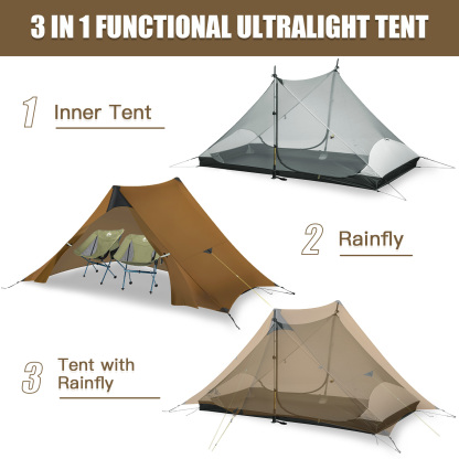 Night Cat Backpacking Tent Ultralight Upgrade Waterproof Professional Hiking Tent for 2 Person Ground Tent Heavy Rain Waterproof Trekking Pole Not Included