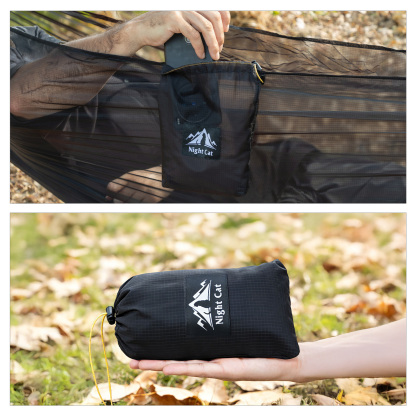 Night Cat Ultralight Pocket Hammock: Durable Tree Hammock Tear-Resistant Dyneema Fabric Only 0.66lb Max Load 330lbs Portable for Solo Hiking Backpacking