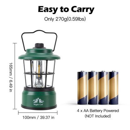 Night Cat LED Camping Lantern: Portable Outdoor Light for Camping Hiking Fishing Picnic Emergency 4xAA Battery Powered (Not Included)