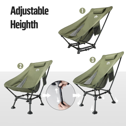 Night Cat High-Back Camping Chair: Lightweight Comfortable Backpacking Chair with Head Support and Anti-Sinking Feet for Hiking Lawn Mountain 330 LBS Green