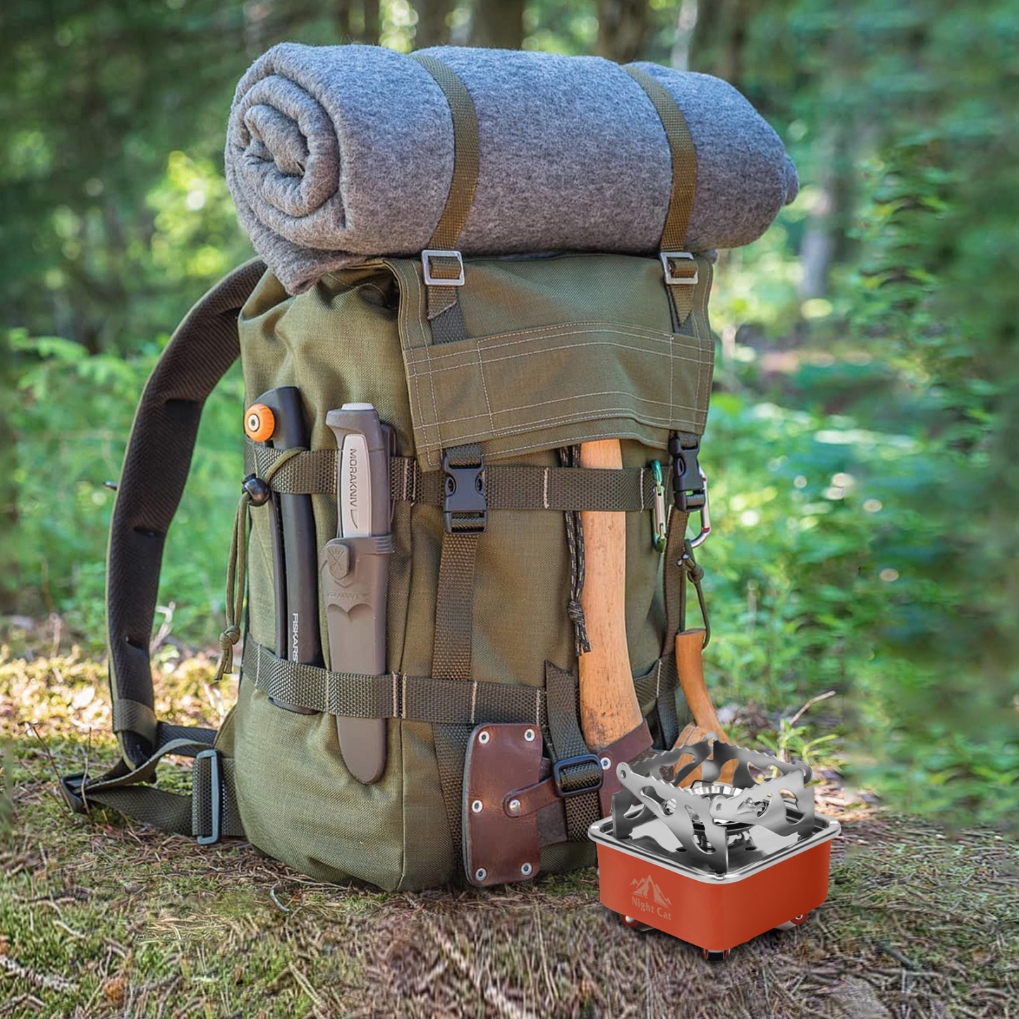 Night Cat Backpacking Stove Portable: Camping Gas Stove Foldable Mini Collapsible