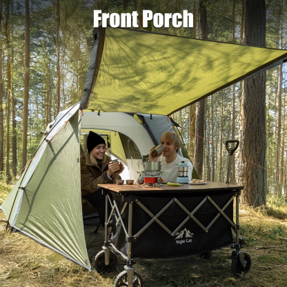Night Cat Cabin Tent with Vestibule: 3 Persons Pop Up Camping Tent Double Layers Easy Quick Setup Waterproof