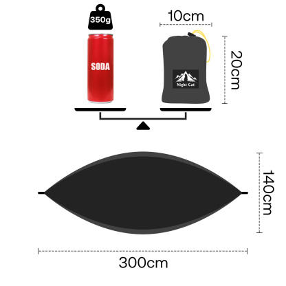 Night Cat Ultralight Pocket Hammock: Durable Tree Hammock Tear-Resistant Dyneema Fabric Only 0.66lb Max Load 330lbs Portable for Solo Hiking Backpacking