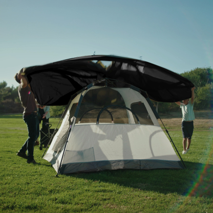 Night Cat Black Out Cabin Tent with Vestibule: 3 Persons Pop Up Camping Tent Double Layers Easy Quick Setup Waterproof