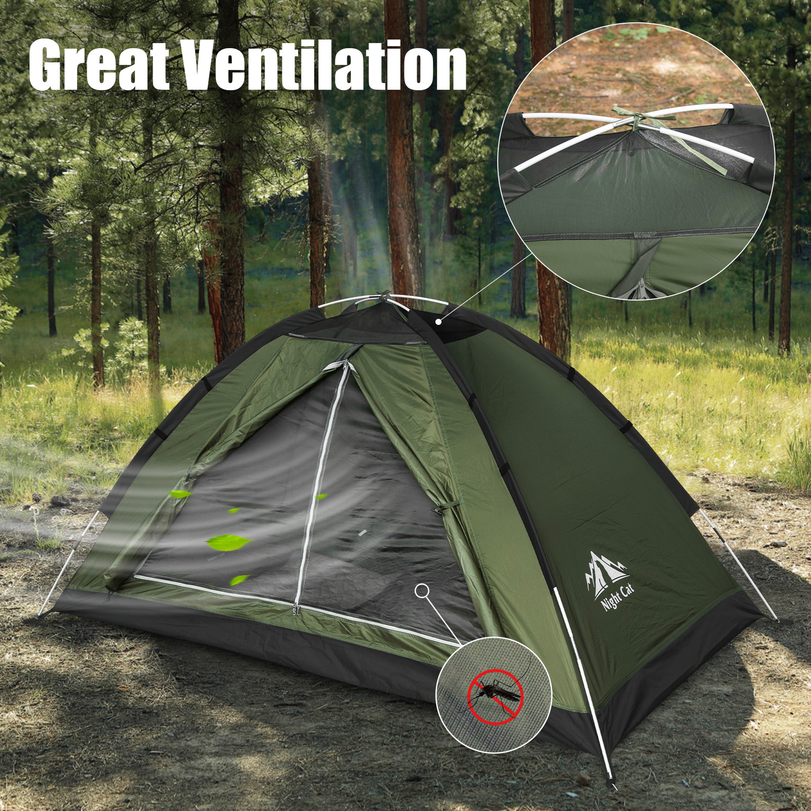 Night Cat Backpacking Tent with Inflatable Double Sleeping Pad Lightweight Waterproof Portable Easy Setup Outdoors for 2 Persons並行輸入 Best Camping Hammock tent with Mosquito Net and Rainfly \u2013 Night