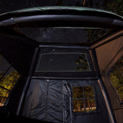 Night Cat Inflatable Camping Tent: 60 Second Easy Set Up for 4 Persons | Easy Blow Up Tent With Hand Pump for Beginner - One Person Quick Inflation - Stay Up All Day for Family Outdoor Camping