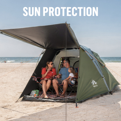 Night Cat Black Out Cabin Tent with Vestibule: 3 Persons Pop Up Camping Tent Double Layers Easy Quick Setup Waterproof