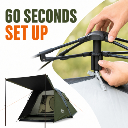 Night Cat Black Out Cabin Tent with Vestibule: 3 Persons Pop Up Camping Tent Double Layers Easy Quick Setup Waterproof