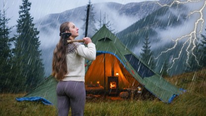 Night Cat Tipi Hot Tent: 4 Season Family Camping Tent with Stove Jack | Winter Cold Weather 3-6 Persons Snow Skirt Large Waterproof Glamping Outdoor