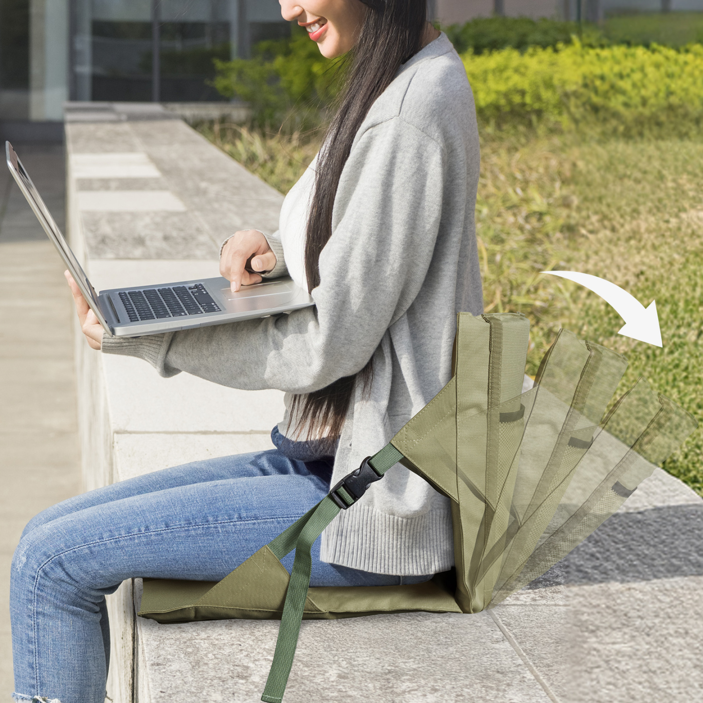 Night Cat Portable Stadium Chair: Foldable Floor Seat with Back Support Lightweight for Camping Hiking and Picnic Outdoor