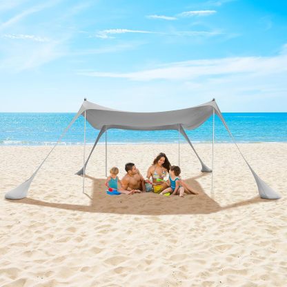 Night Cat Beach Tent Sun Protection Awning UPF 50+ UV Protection with Sand Anchor Aluminium Poles for Beach