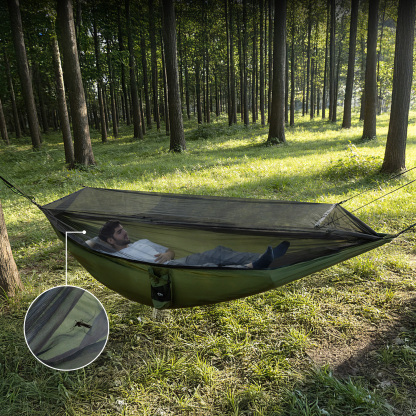 Night Cat Mosquito Net Hammock:Packable Single Person Hammocks with Mesh for Outdoor Travel Camping Hiking Backpacking