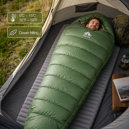 Night Cat Sleeping Bag for Camping: 550 Fill Power Mummy Down Sleeping Bag for Backpacking