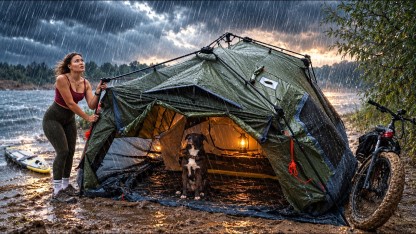 Night Cat 8-Persons Camping Tent: Large Waterproof Instant Cabin Hot Tent with Canopy and Stove Jack for Family Glamping