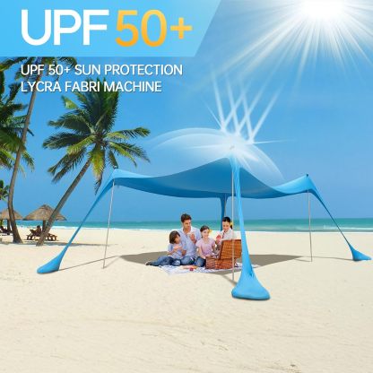 Night Cat Beach Tent Sun Protection Awning UPF 50+ UV Protection with Sand Anchor Aluminium Poles for Beach