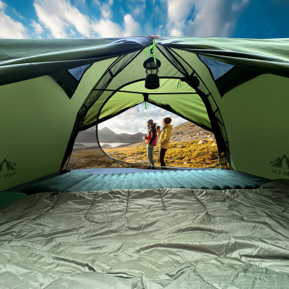 Night Cat Backpacking Tent 2 Persons with Aluminium Pole Double Layers Camping Tent Adults Rainproof Lightweight Easy Setup Two Doors Hiking Mountaineering 2.2x1.4m