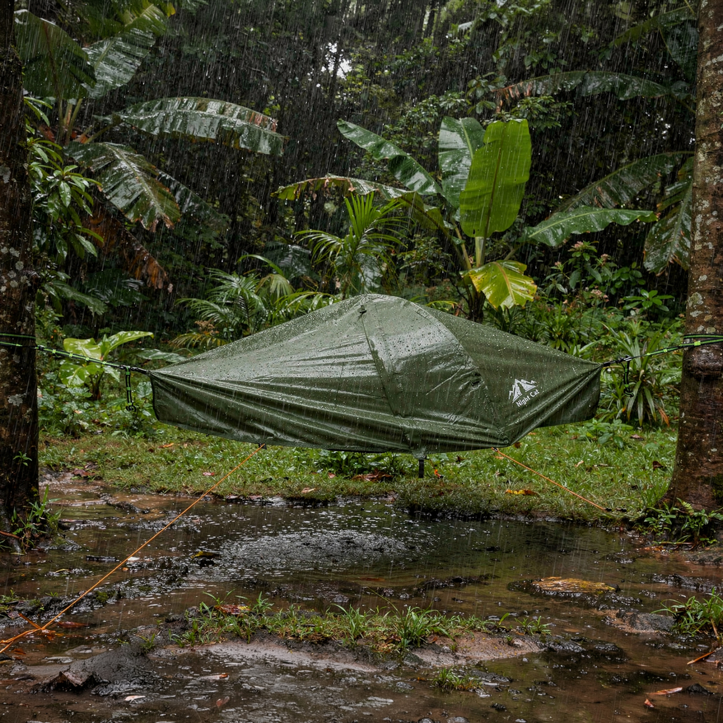 Night Cat Camping Hammock Tent: Outdoor Hammock with Mosquito Net and Tarp Waterproof and Lightweight for 1 Person for Wild Travel