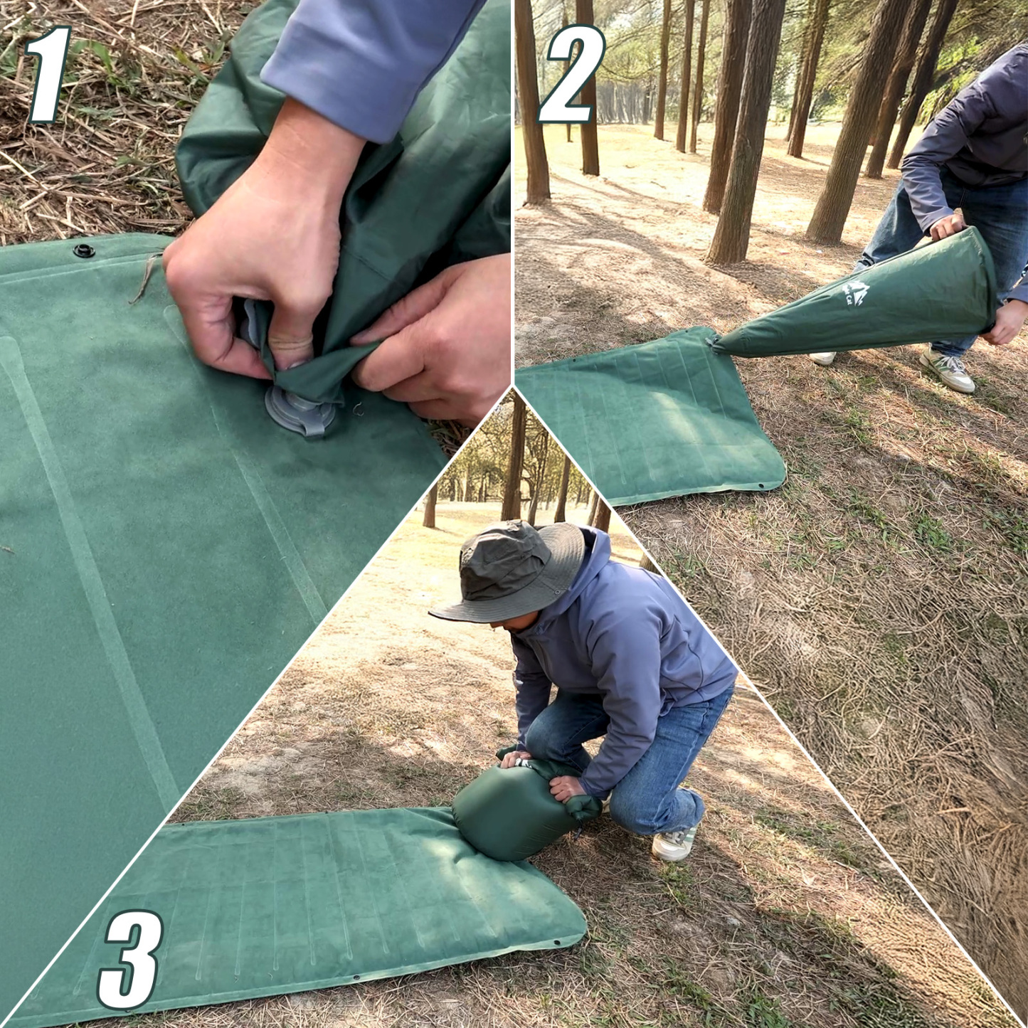 Night Cat Sleeping Pad for Camping - Ultralight Inflatable Sleeping Mat with Built-in Pillow and Foot Pump