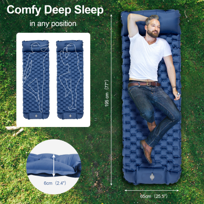Night Cat Sleeping Air Pad with Pillow Inflatble Mat Mattress Bed for Camping Backpacking Hiking Traveling 77x25.5 inches