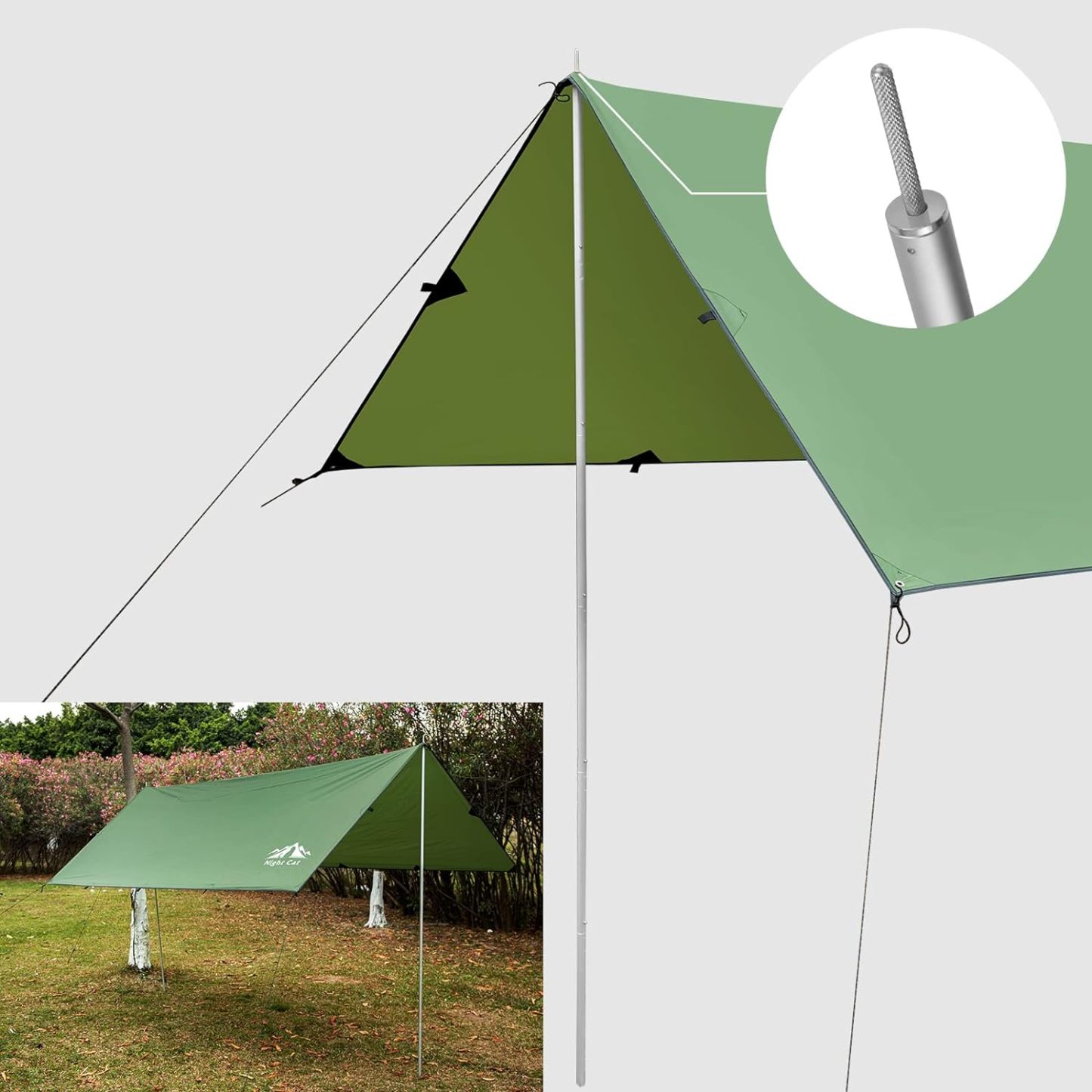 Night Cat Canopy Poles, Beach Tent Poles, Poles for Beach Canopies, Tarp Poles, Awning Poles, Aluminium, Adjustable Length, Flexible Use