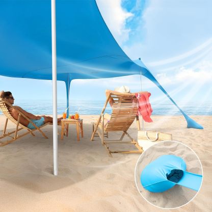 Night Cat Beach Tent Sun Protection Awning UPF 50+ UV Protection with Sand Anchor Aluminium Poles for Beach