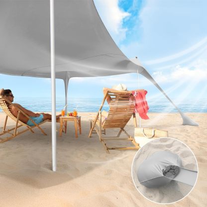 Night Cat Beach Tent Sun Protection Awning UPF 50+ UV Protection with Sand Anchor Aluminium Poles for Beach