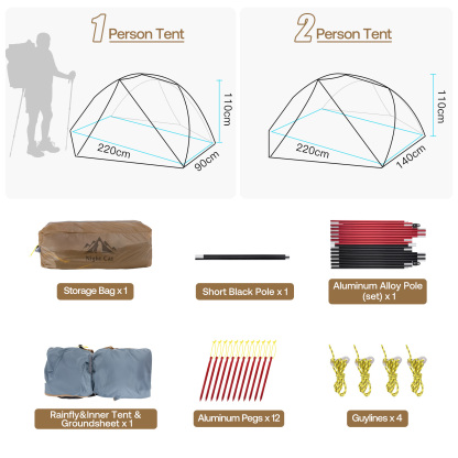 Night Cat 1 Man Tent Ultralight: Backpacking Tent 1  Person Waterproof Lightweight for Camping Trekking Hike Outdoor