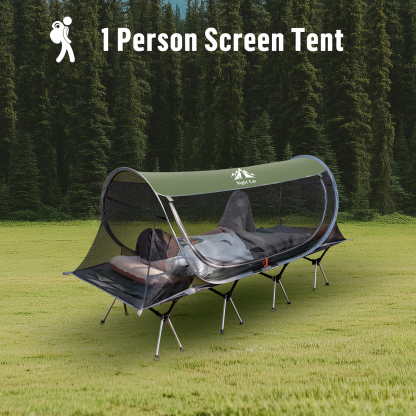 Night Cat Pop-up Mosquito Tent: 1 Person Camping Tent with Bug Screen Net Easy Set-up Tent Fits with Camping Cot (Exclueded)