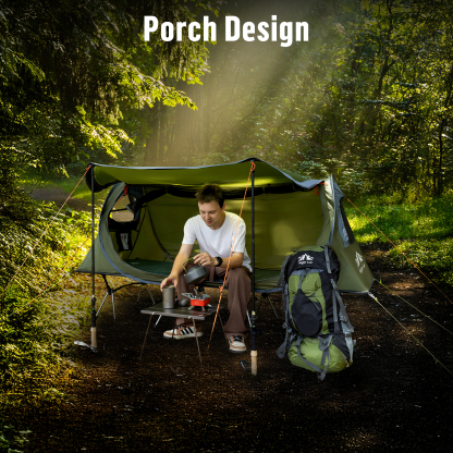 Night Cat Pop-up Camping Tent: 1 Person Tent Waterproof Instant Easy Setup Tunnel Tent Fits with Camping Cot (Excluded)