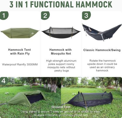 Night Cat 3 in 1 Hammock Tent with Hammock Underquilt for 1 Person Perfect Hammock Combo Set