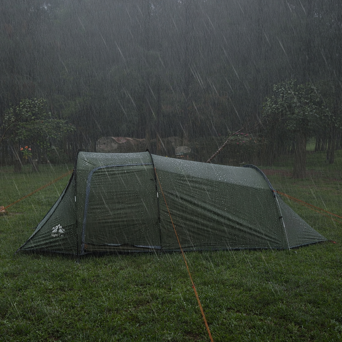 Night Cat Tunnel Tent for Camping: Lightweight Camping Tent 4 Person Tent with Porch Waterproof Family Weekend Camping