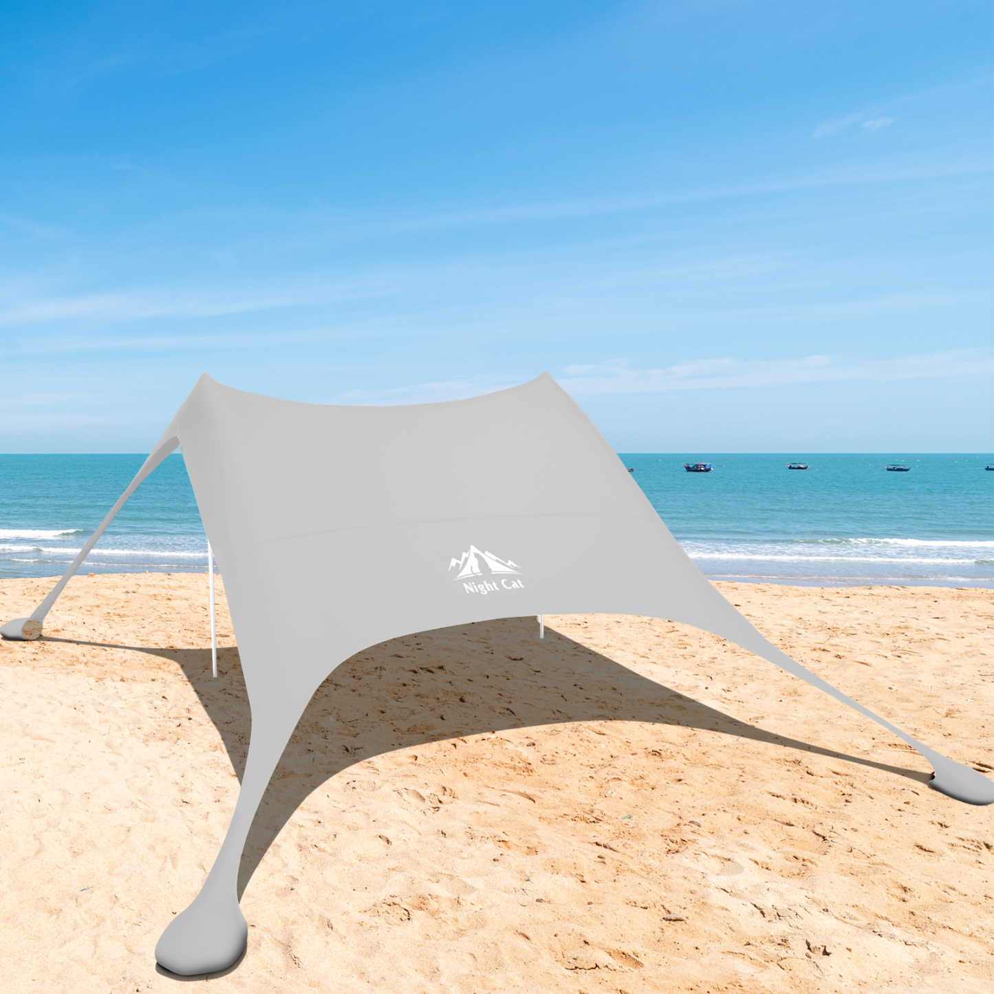 Night Cat Beach Shade Tent UV Protection with Sandbag Anchors