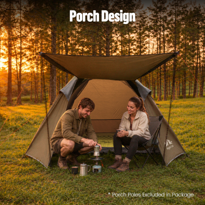 Night Cat Camping Tent 2 3 Persons with Porch Family Backpacking Tent Double Layers Waterproof Easy Clip Setup 7x6x4.3ft Porch Pole Not Inlcuded