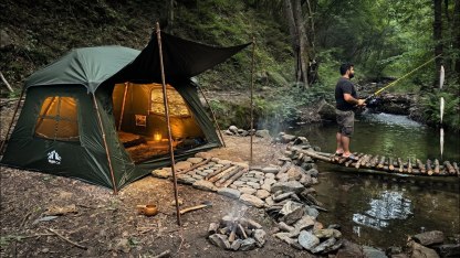 Night Cat Blackout Cabin Tent: 4 Person Pop Up Camping Tent with Vestibule & Rainfly Waterproof Instant Easy Setup Family Tent