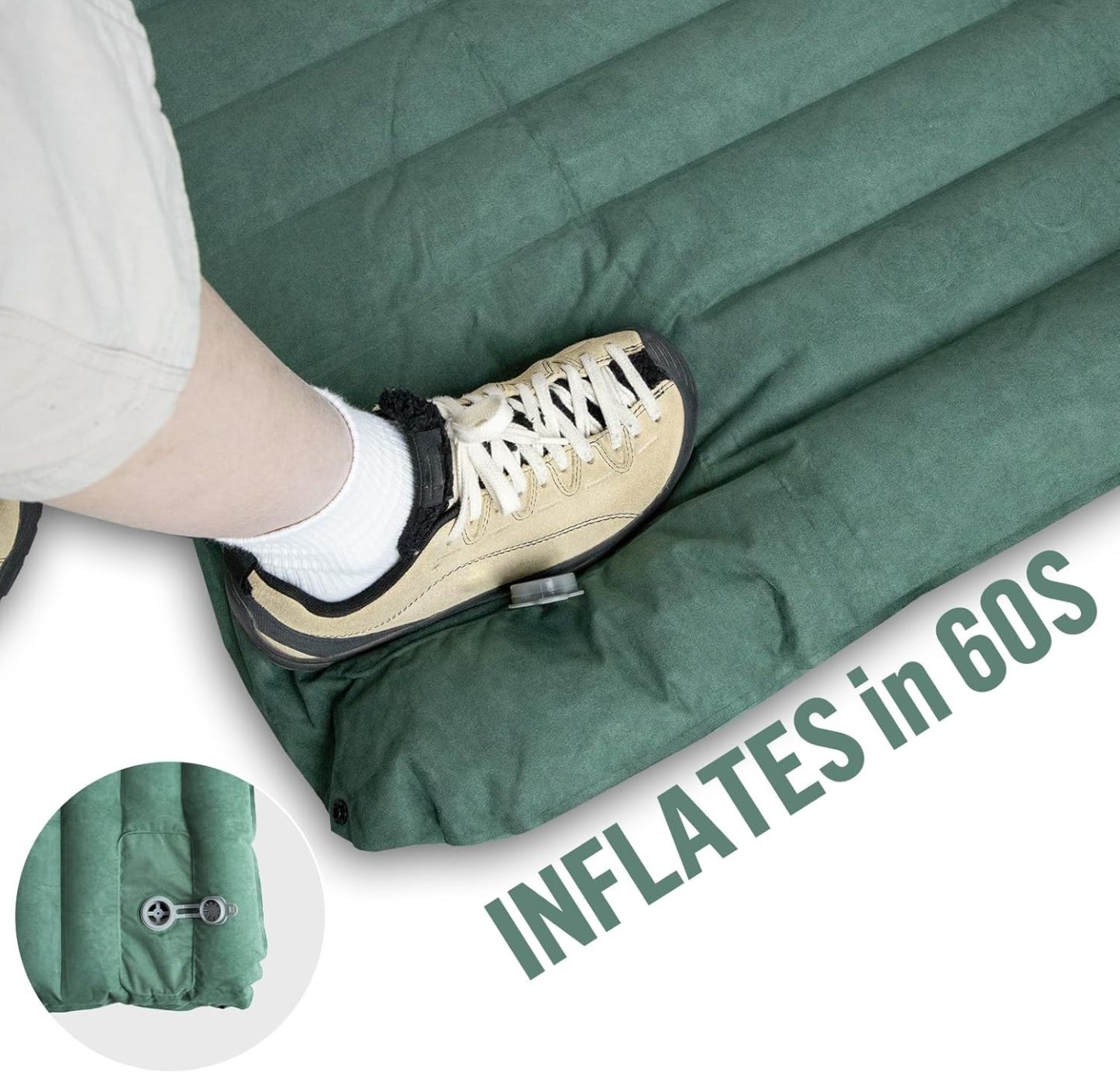 Night Cat Sleeping Pad for Camping - Ultralight Inflatable Sleeping Mat with Built-in Pillow & Foot Pump