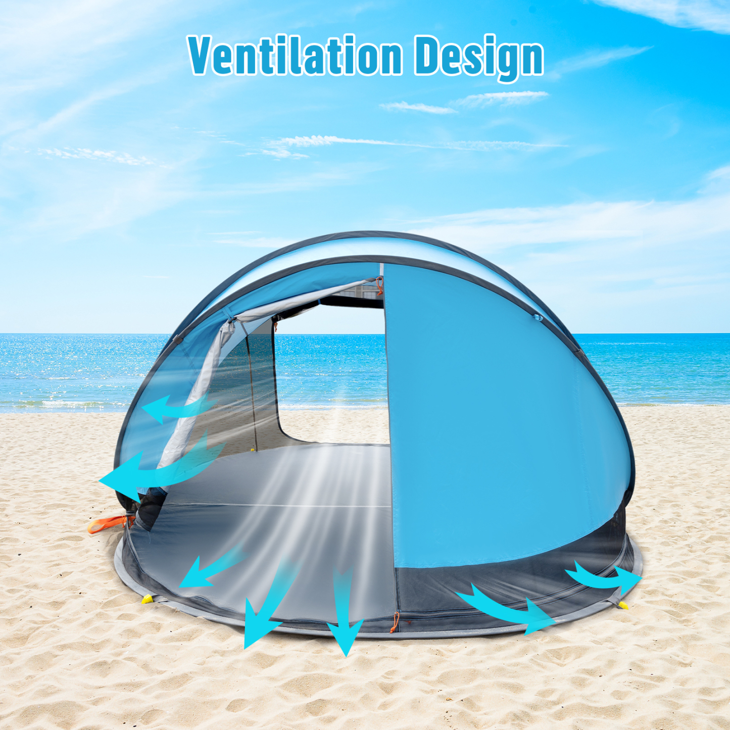 Night Cat Pop-up Beach Tent: Large Sun Shade Shelter for 2-4 Persons Picnic Sport Activities