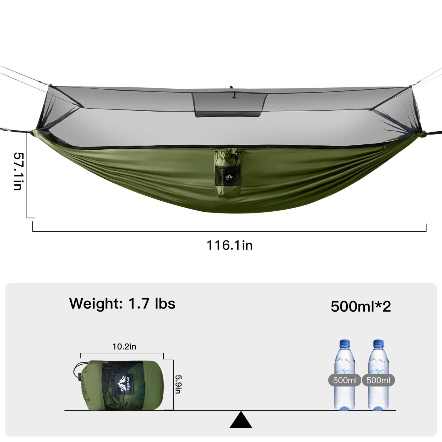 Night Cat Mosquito Net Hammock:Packable Single Person Hammocks with Mesh for Outdoor Travel Camping Hiking Backpacking