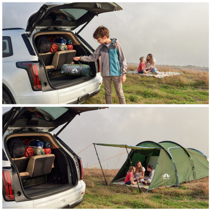 Night Cat Tunnel Tent for Camping: Lightweight Camping Tent 4 Person Tent with Porch Waterproof Family Weekend Camping