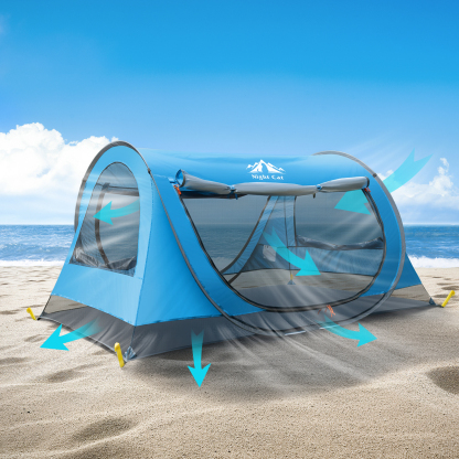 Night Cat Pop-up Beach Tent: 2-4 Persons Sun Shade Shelter for Family