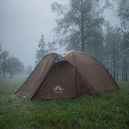 Night Cat Camping Tent 2 3 Persons with Porch Family Backpacking Tent Double Layers Waterproof Easy Clip Setup 7x6x4.3ft Porch Pole Not Inlcuded