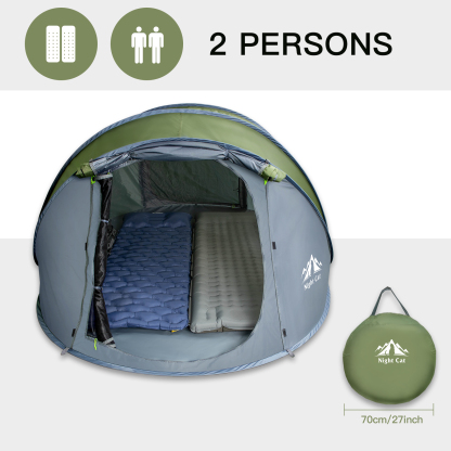Night Cat Pop-up Camping Tent: 2 Person Pop Out Tent Waterproof Instant Easy Setup Family Tent