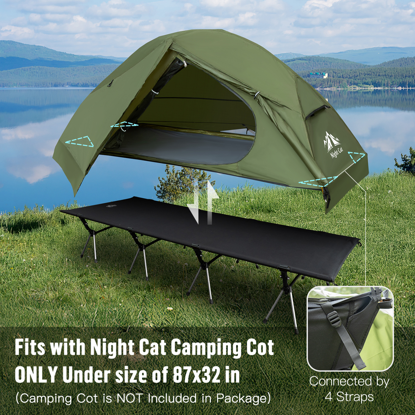 Night Cat 1-Person Camping Tent: Lightweight Waterproof Hiking Tent for Adult(cot is excluded)31.5''