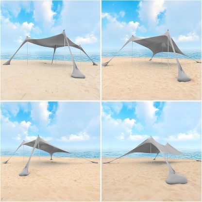 Night Cat Beach Tent Sun Protection Awning UPF 50+ UV Protection with Sand Anchor Aluminium Poles for Beach