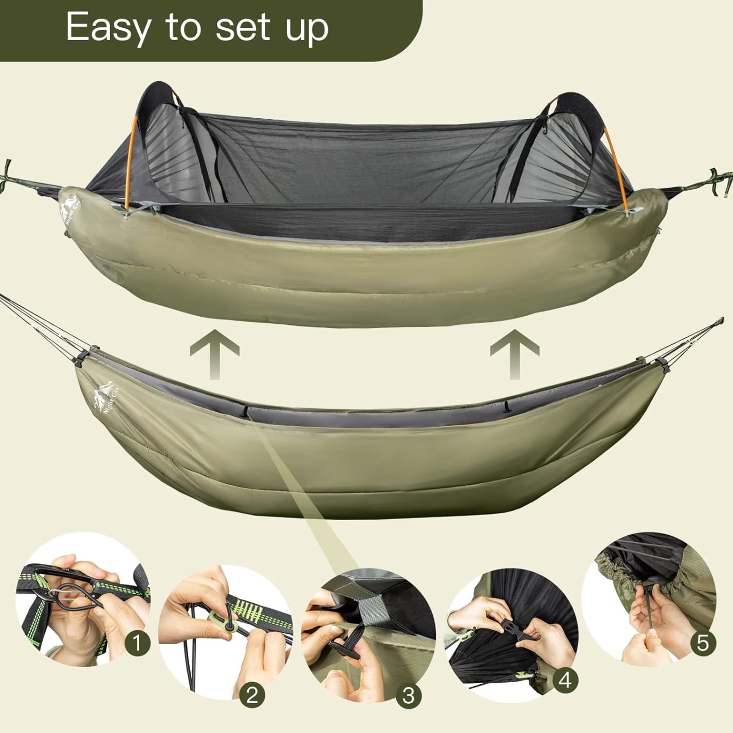 Night Cat Hammock Tent with Storage Pocket for Sleeping Pad Combo Set
