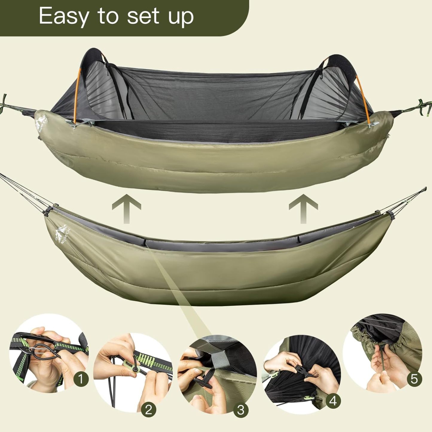 Night Cat 3 in 1 Hammock Tent with Hammock Underquilt for 1 Person Perfect Hammock Combo Set